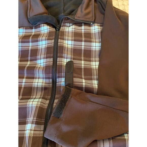 Marino Bay Jacket Sz XL Natural Zip Up Women’s Collared Brown Plaid Turquoise - Picture 6 of 12